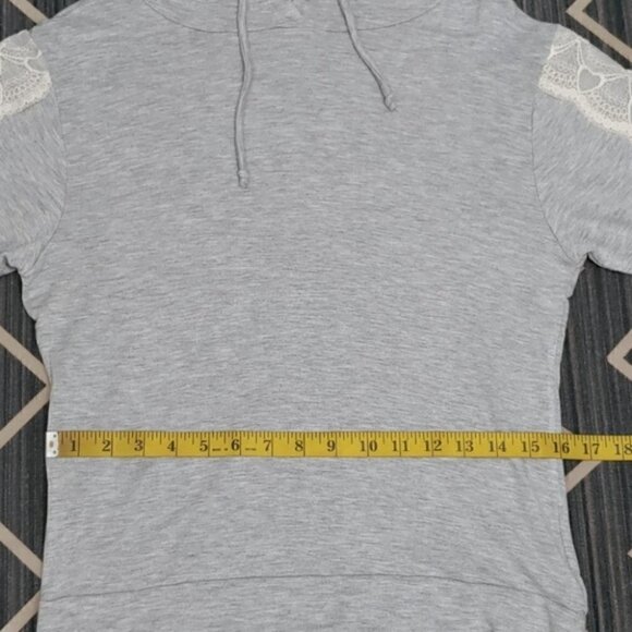 NWT FLORA NIKROOZ gray lace loungewear hoodie sweatshirt - Picture 15 of 16